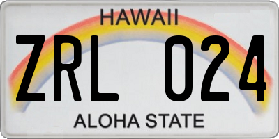 HI license plate ZRL024