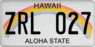 HI license plate ZRL027