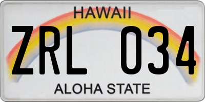 HI license plate ZRL034