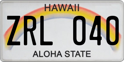 HI license plate ZRL040