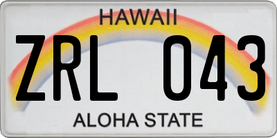 HI license plate ZRL043