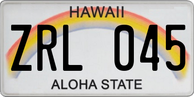 HI license plate ZRL045