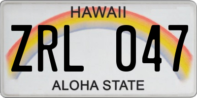 HI license plate ZRL047