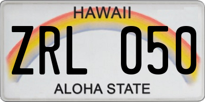 HI license plate ZRL050