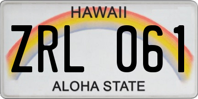 HI license plate ZRL061