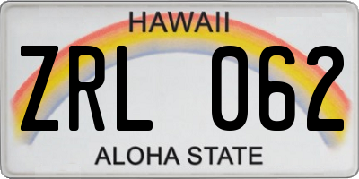 HI license plate ZRL062