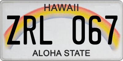 HI license plate ZRL067