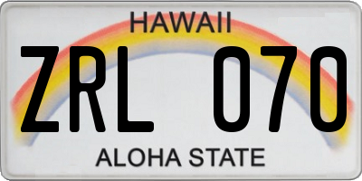 HI license plate ZRL070