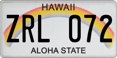 HI license plate ZRL072