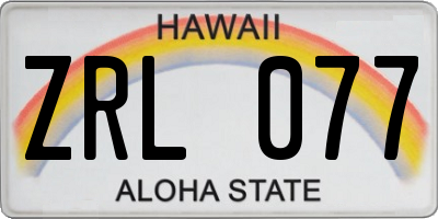 HI license plate ZRL077