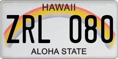 HI license plate ZRL080
