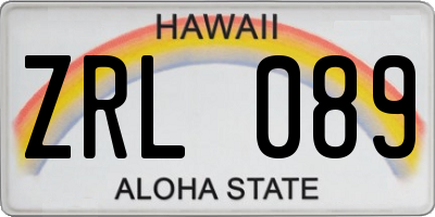 HI license plate ZRL089