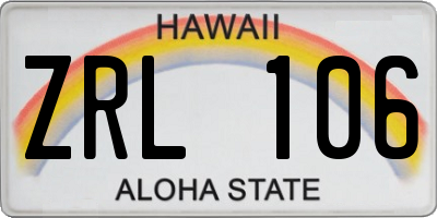 HI license plate ZRL106