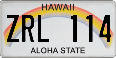 HI license plate ZRL114