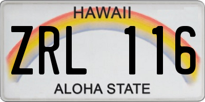 HI license plate ZRL116