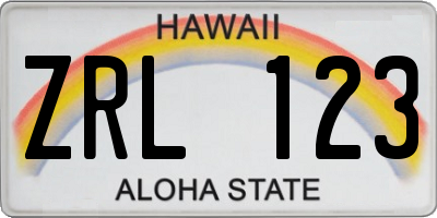 HI license plate ZRL123