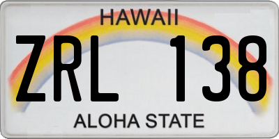 HI license plate ZRL138