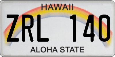 HI license plate ZRL140