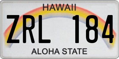 HI license plate ZRL184
