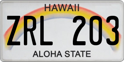 HI license plate ZRL203