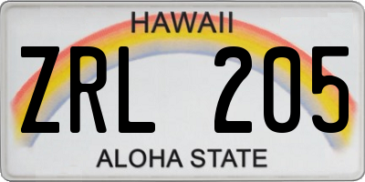 HI license plate ZRL205