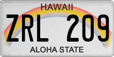 HI license plate ZRL209