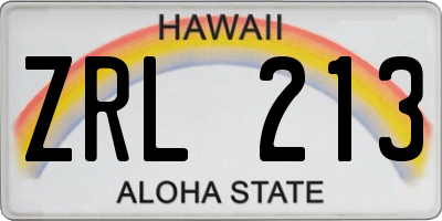 HI license plate ZRL213
