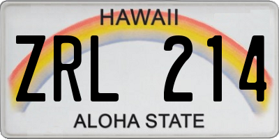 HI license plate ZRL214