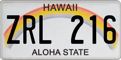 HI license plate ZRL216
