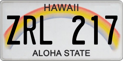 HI license plate ZRL217