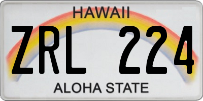HI license plate ZRL224
