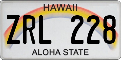 HI license plate ZRL228