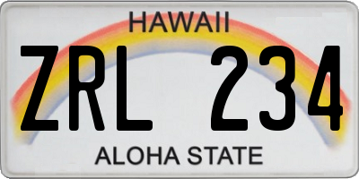 HI license plate ZRL234