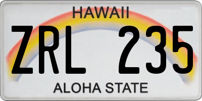 HI license plate ZRL235