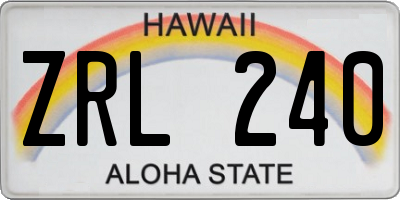 HI license plate ZRL240