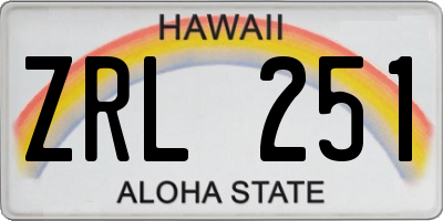 HI license plate ZRL251