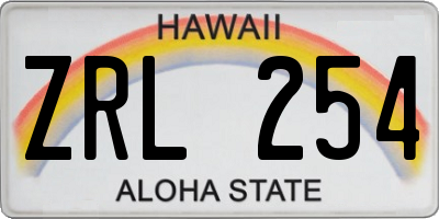 HI license plate ZRL254