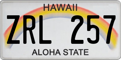 HI license plate ZRL257