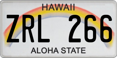 HI license plate ZRL266