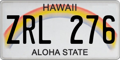 HI license plate ZRL276