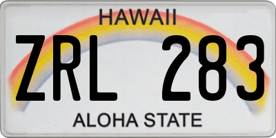 HI license plate ZRL283