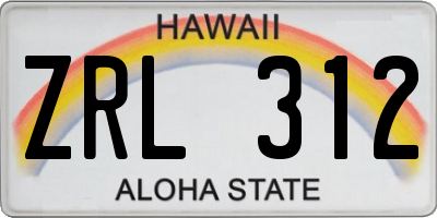 HI license plate ZRL312