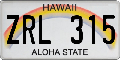 HI license plate ZRL315