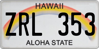 HI license plate ZRL353