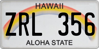 HI license plate ZRL356