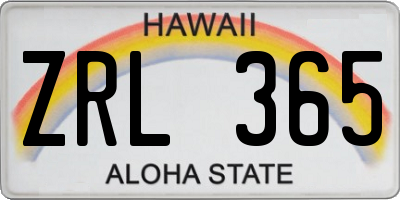 HI license plate ZRL365