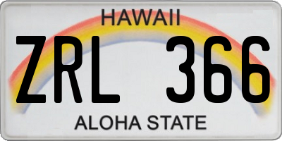 HI license plate ZRL366
