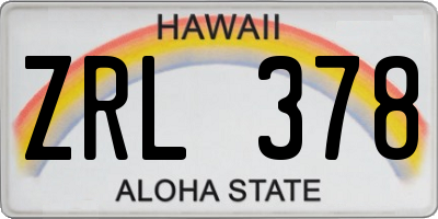 HI license plate ZRL378