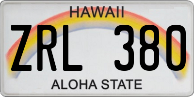 HI license plate ZRL380
