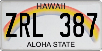 HI license plate ZRL387
